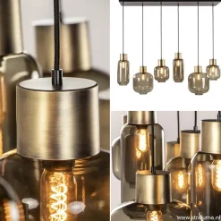 Straluma Hanglamp Lett 6L zwart/brons+glas smoke><noscript><img width=