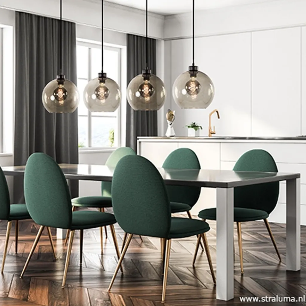 Straluma Hanglamp 4-lichts balk zwart + smoke glas 25cm> Eettafellampen|Pendel Lampen