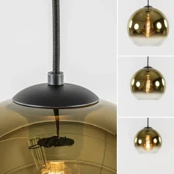 Straluma Hanglamp 3-lichts rond zwart met goud gradient glas></noscript> Hanglampen|Eettafellampen
