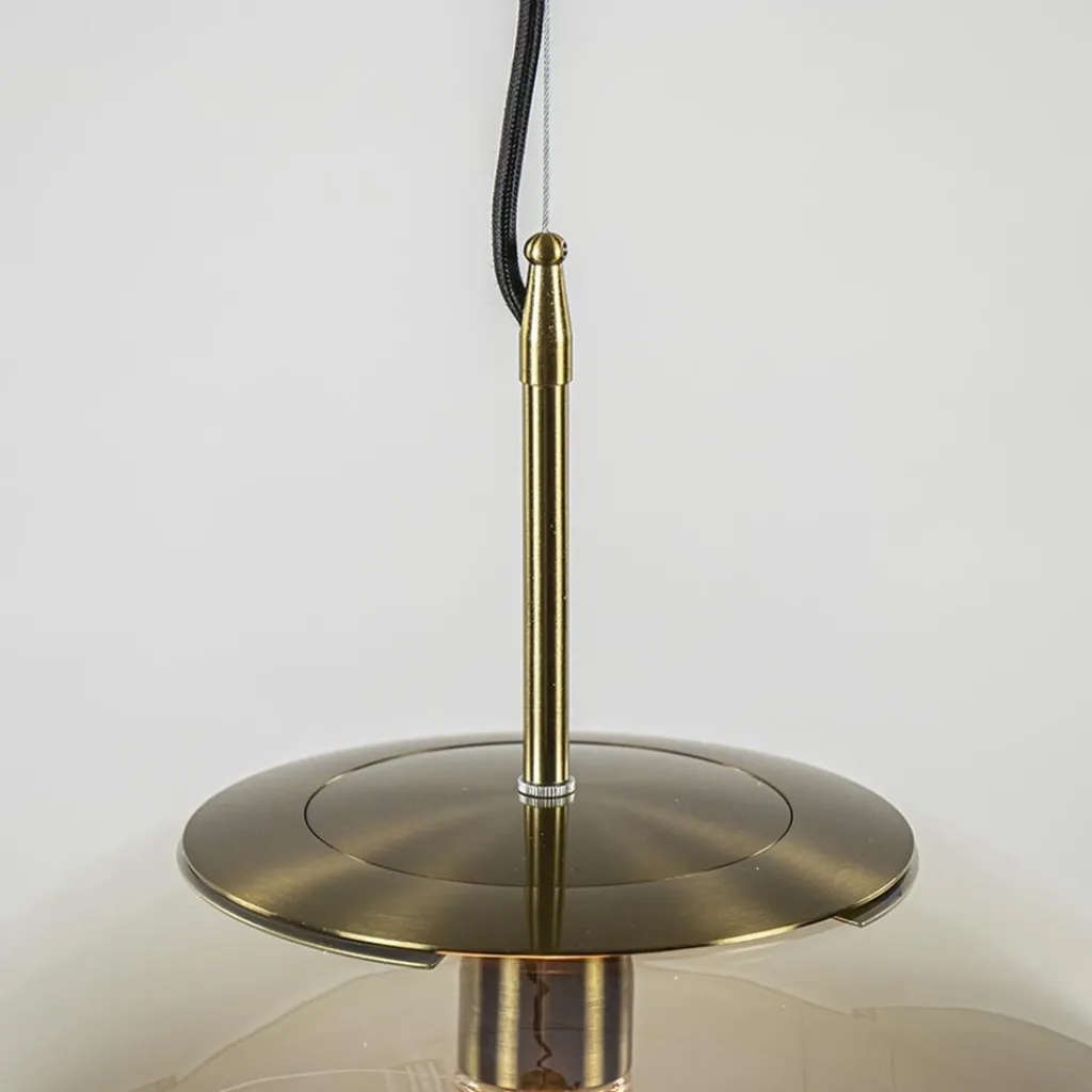 Straluma Hanglamp Medina 48cm messing + amber glas> Light and Living|Keukenverlichting