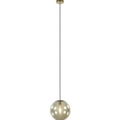Straluma Hanglamp Medina satin gold/amber glas 30cm> Light and Living|Woonkamerlampen