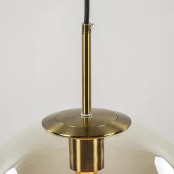 Straluma Hanglamp Medina satin gold/amber glas 30cm></noscript> Light and Living|Woonkamerlampen