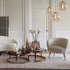 Straluma Hanglamp Medina satin gold/amber glas 40cm></noscript> Light and Living|Slaapkamerlampen