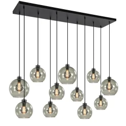 Straluma Hanglamp multipendel 11-L zwart smoke glas 20+25cm> Eettafellampen|Pendel Lampen