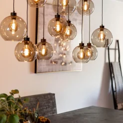Straluma Hanglamp multipendel 11-L zwart smoke glas 20+25cm></noscript> Eettafellampen|Pendel Lampen