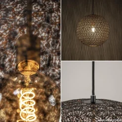 Straluma Hanglamp Oronero bol zwart/goud 60cm></noscript> Eettafellampen|Keukenverlichting