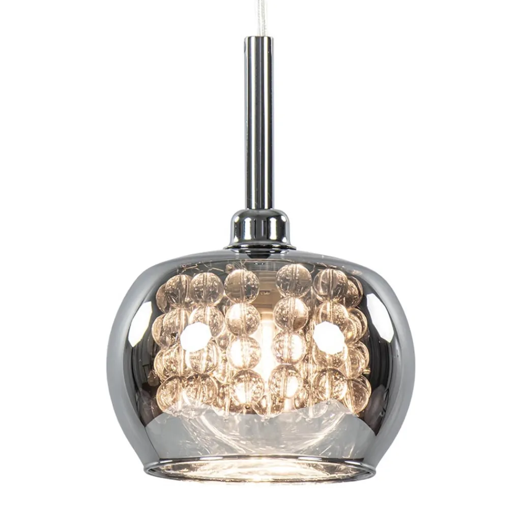 Straluma Hanglamp Pearl klein chroom + smoke glas> Nachtkastlampen|Pearl
