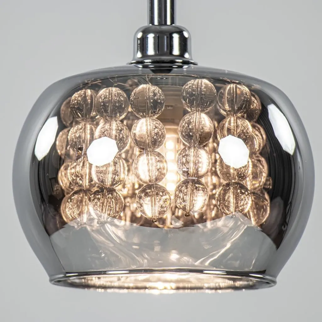 Straluma Hanglamp Pearl klein chroom + smoke glas> Nachtkastlampen|Pearl