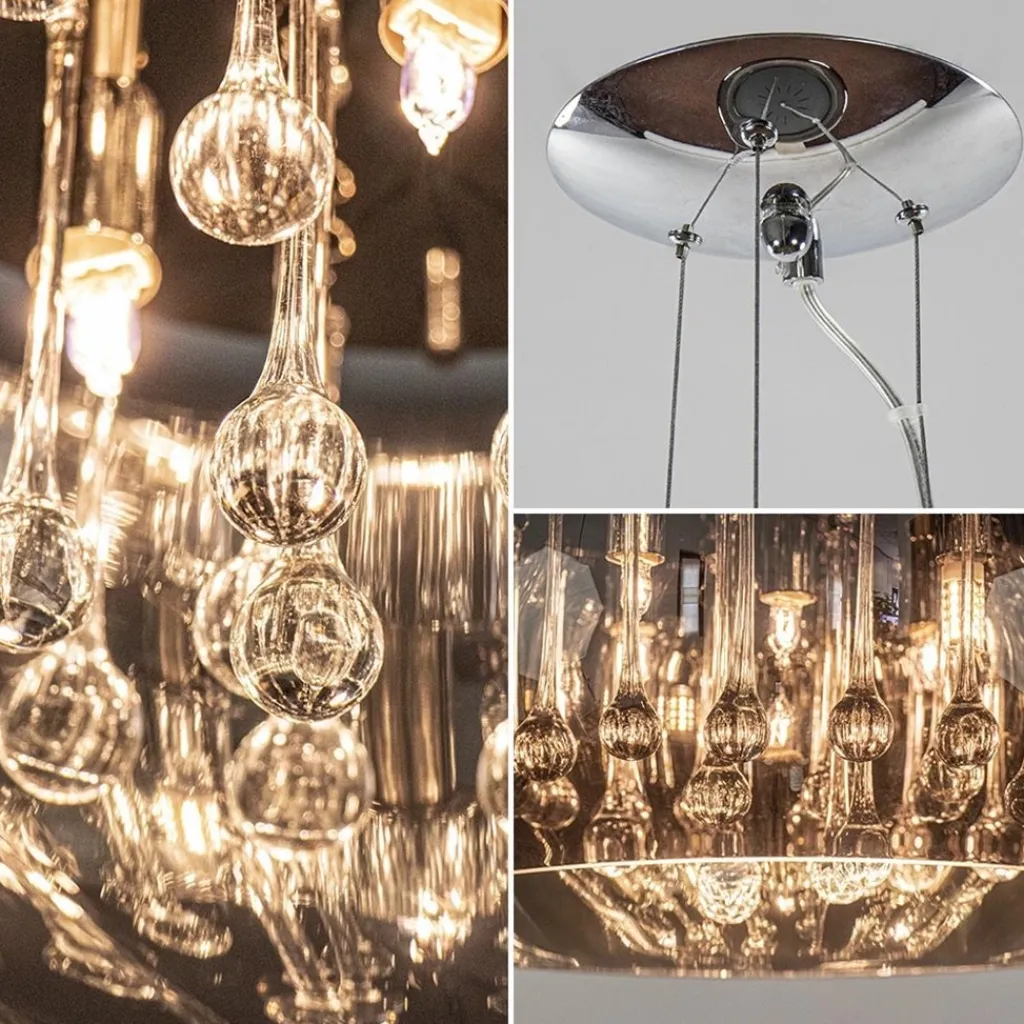 Straluma Hanglamp Pearl Raindrops smokey glas> Eettafellampen|Pearl