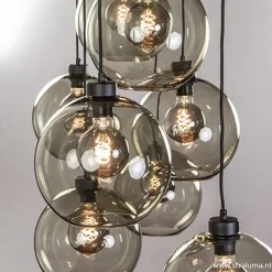 Straluma Hanglamp plaat 8-L zwart glas smoke 25cm></noscript> Eettafellampen|Pendel Lampen