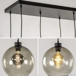 Straluma Hanglamp plaat 8-L zwart glas smoke 25cm></noscript> Eettafellampen|Pendel Lampen