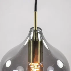 Straluma Hanglamp Rakel 20cm antiek brass+smoke glas></noscript> Light and Living|Woonkamerlampen
