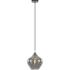 Straluma Hanglamp Rakel 27cm antiek brass+smoke glas> Light and Living|Woonkamerlampen