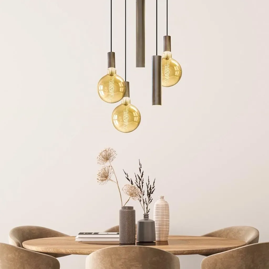 Straluma Hanglamp Riva 5l rond platinum> Eettafellampen|Eetkamerverlichting