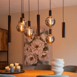 Straluma Hanglamp Riva ovaal 8L zwart></noscript> Eettafellampen|Pendel Lampen