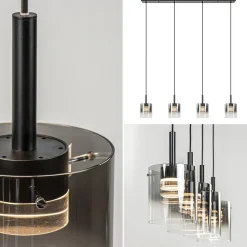 Straluma Hanglamp Salerno 4L zwart/gradient smoke></noscript> Hanglampen|Eettafellampen