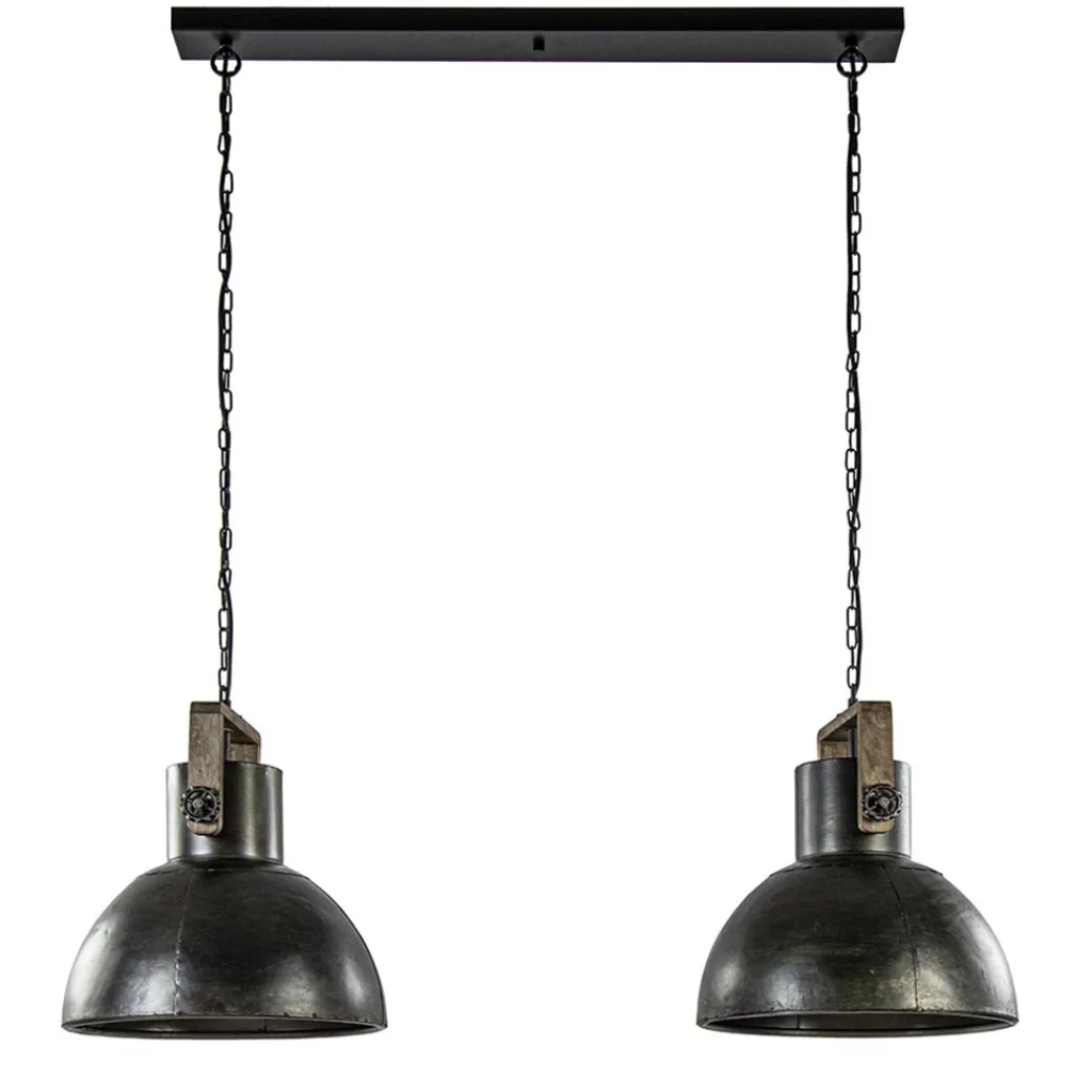 Straluma Hanglamp Shelly 2-lichts brons/hout> Eettafellampen|Light and Living
