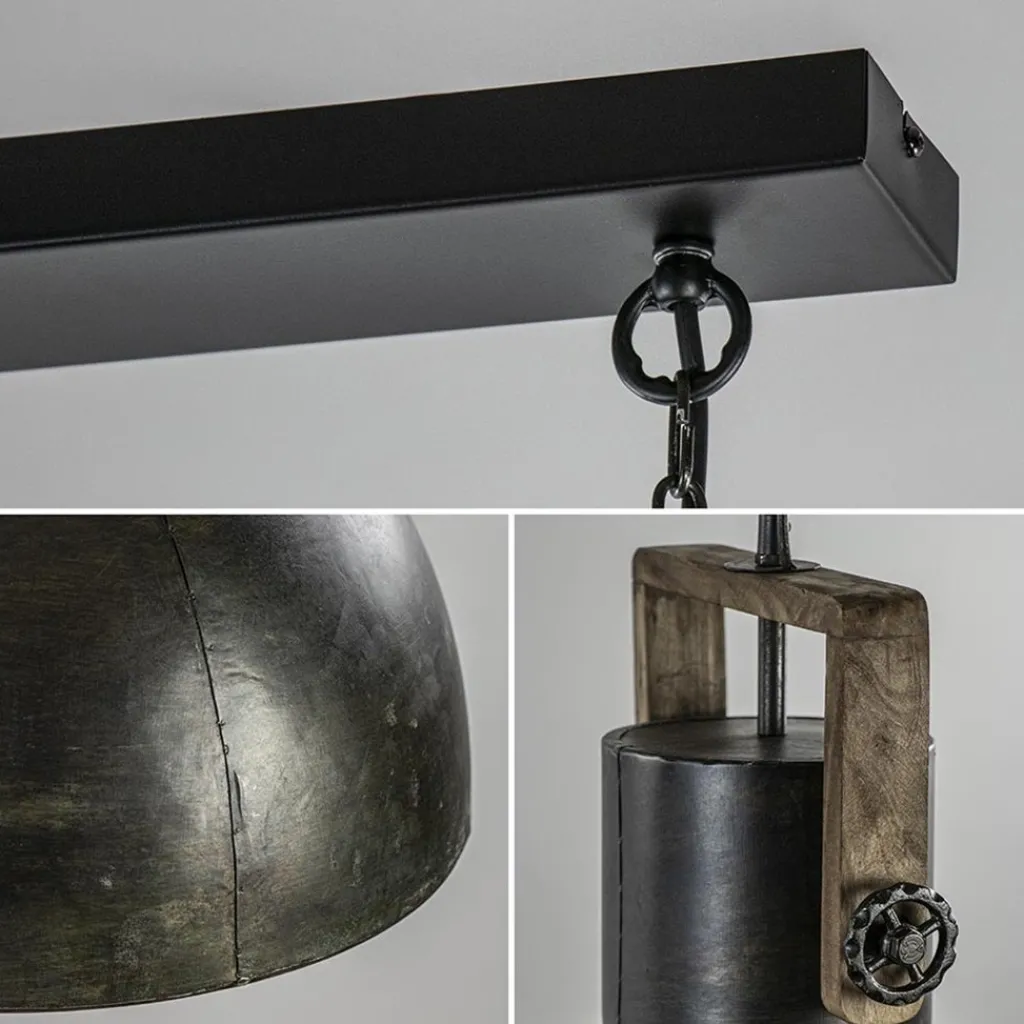 Straluma Hanglamp Shelly 2-lichts brons/hout> Eettafellampen|Light and Living
