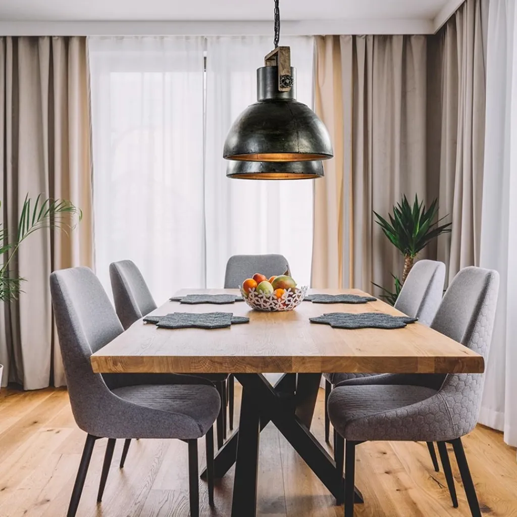 Straluma Hanglamp Shelly 2-lichts brons/hout> Eettafellampen|Light and Living