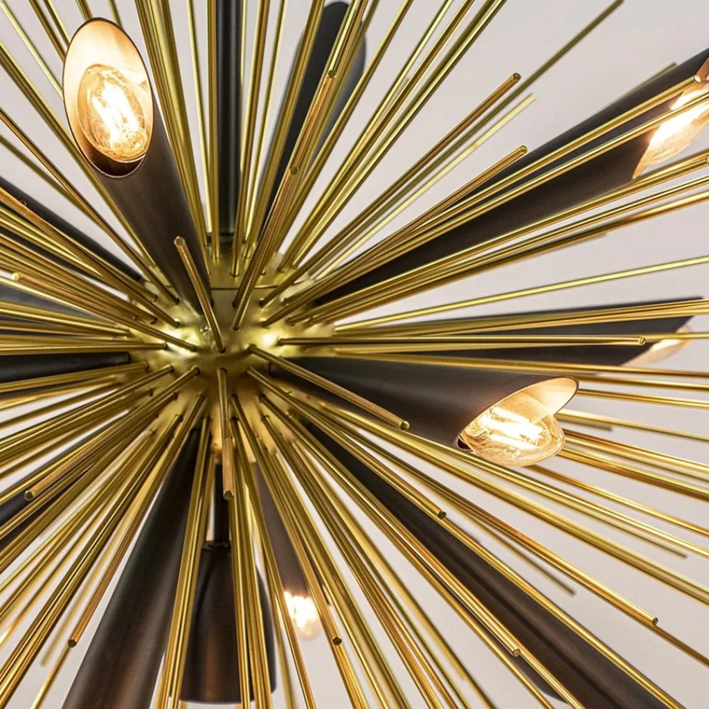 Straluma Hanglamp Springfield rond zwart/goud sprieten> Eettafellampen|Videverlichting