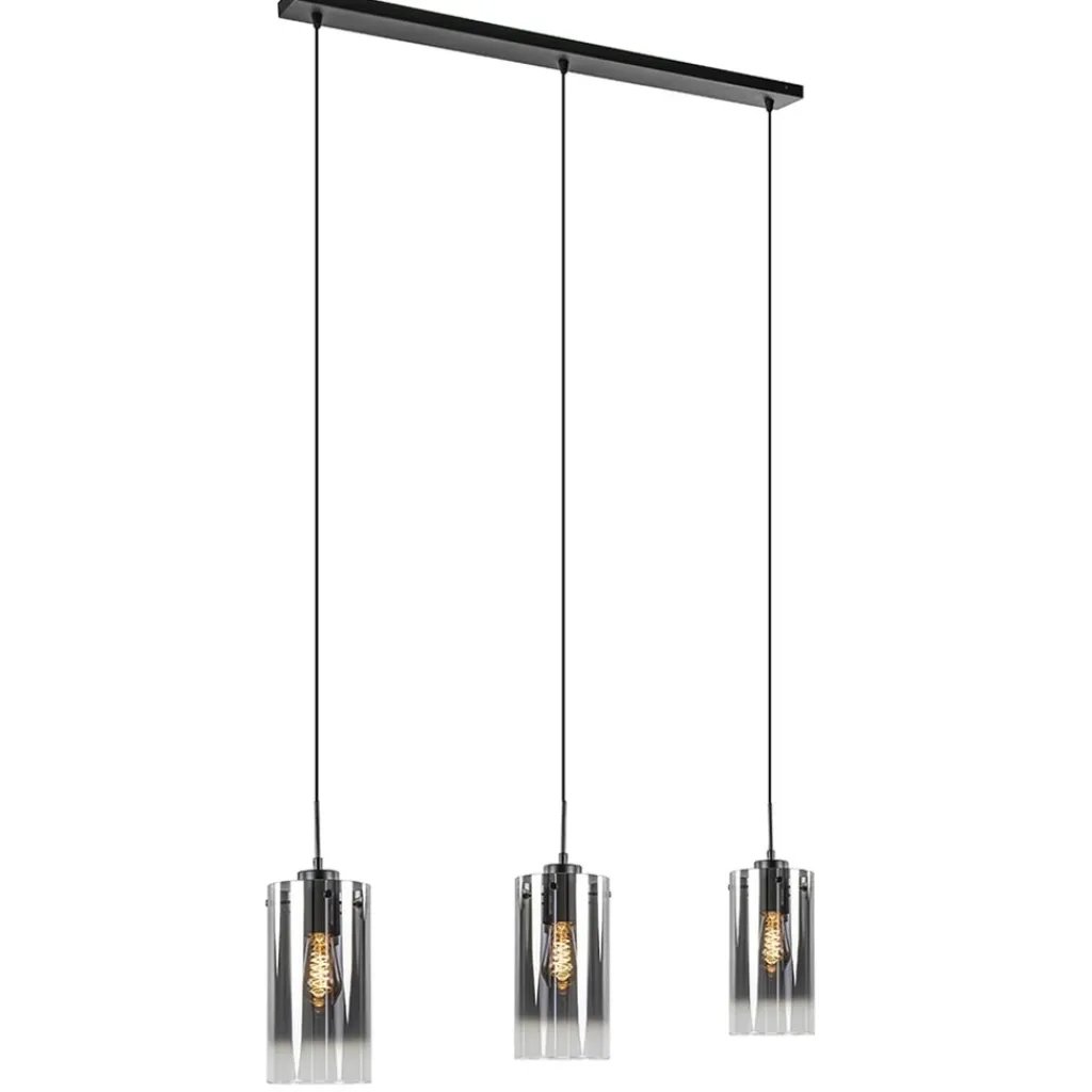 Straluma Hanglamp Ventotto 3l zwart/smoke glas> Eettafellampen|Keukenverlichting