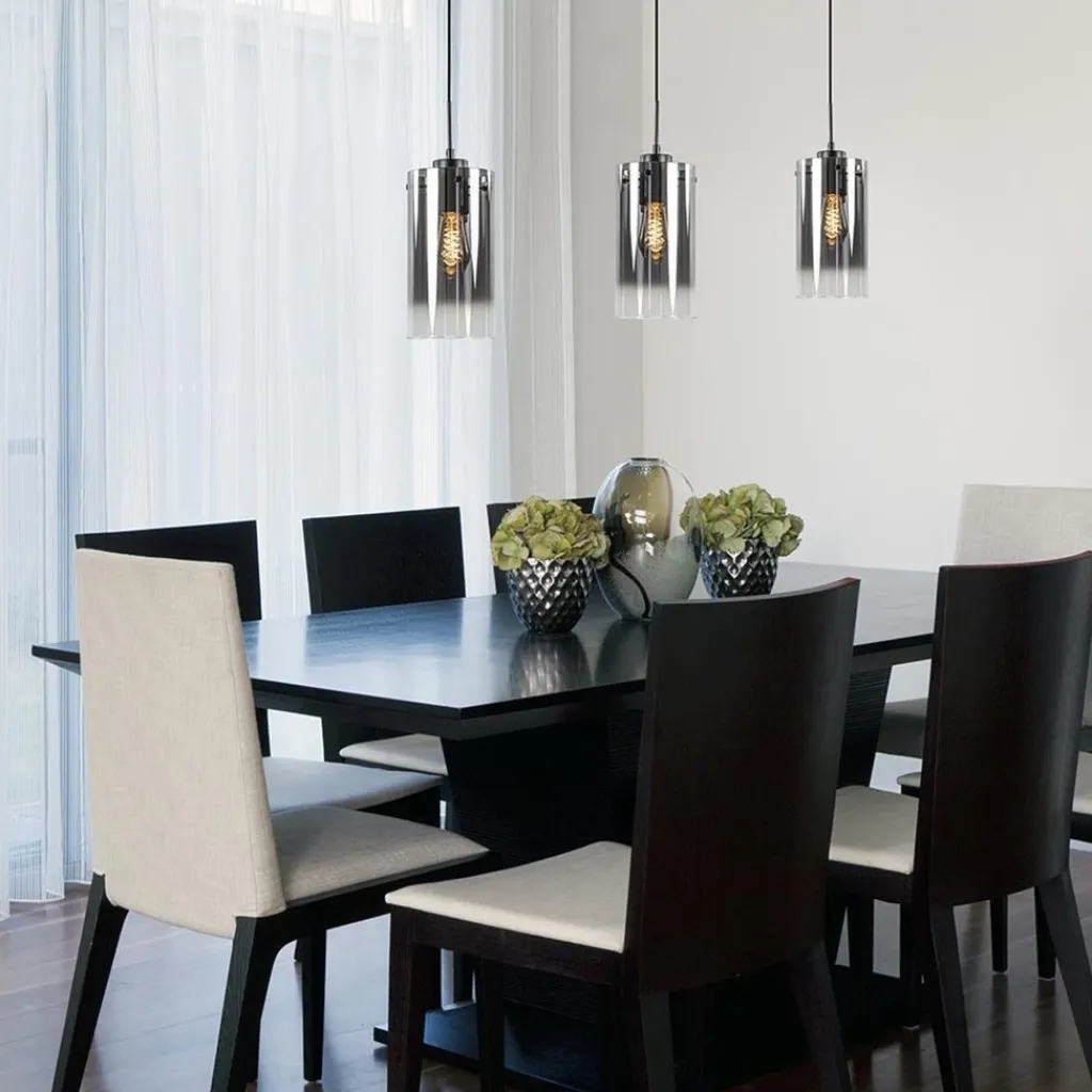 Straluma Hanglamp Ventotto 3l zwart/smoke glas> Eettafellampen|Keukenverlichting