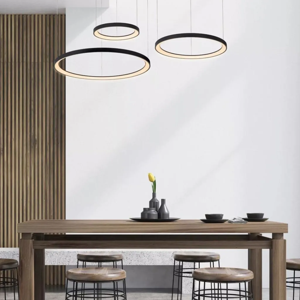 Straluma Hanglamp Vidal 3 ringen zwart> Hanglampen|Woonkamerlampen