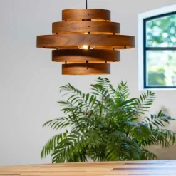 Straluma Hanglamp Walnut 6-ringen hout/zwart></noscript> Woonkamerlampen|Slaapkamerlampen