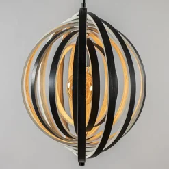 Straluma Hanglamp Woody 44 zwart/naturel hout></noscript> Eettafellampen|Woonkamerlampen