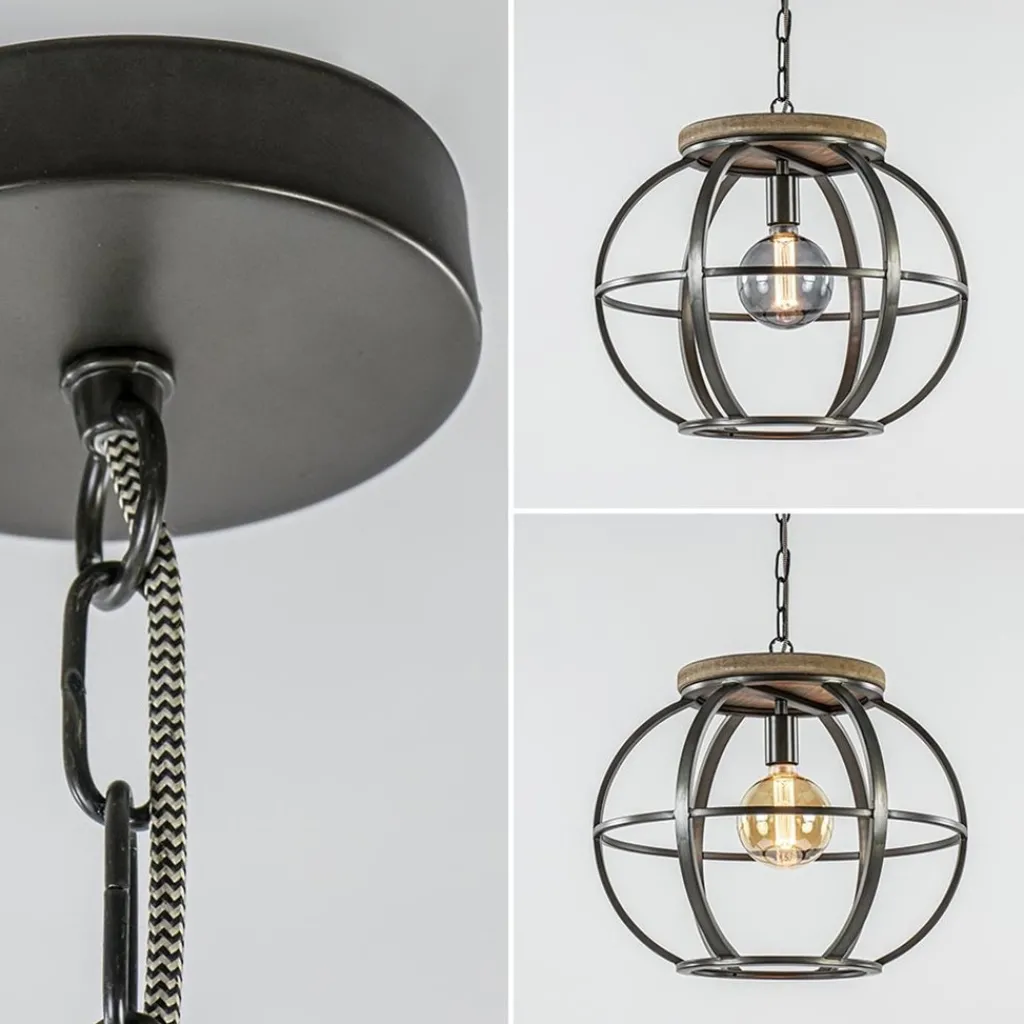 Straluma Hanglamp zwart industrieel open frame> Eettafellampen|Eetkamerverlichting