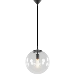 Straluma Hanglamp zwart met helder glazen bol 30 cm> Woonkamerlampen|Slaapkamerlampen