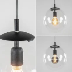 Straluma Hanglamp zwart met helder glazen bol 30 cm></noscript> Woonkamerlampen|Slaapkamerlampen