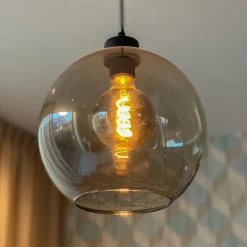 Straluma Hanglamp zwart met smoke glas 25cm><noscript><img width=