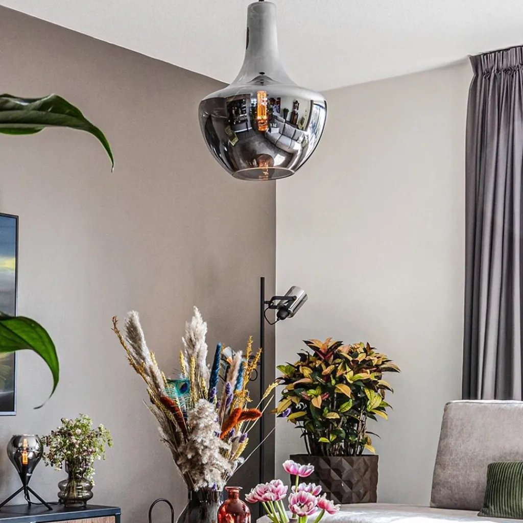 Straluma Hanglamp zwart met smoke glazen kap> Nachtkastlampen|Woonkamerlampen