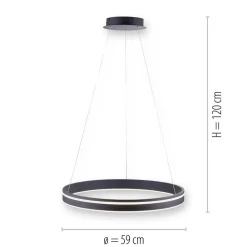 Straluma Hanglamp zwart ring 60cm + afst.bed.CCT><noscript><img width=