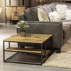 Straluma Hoektafel mangohout met zwart frame 70x70x40 cm><noscript><img width=