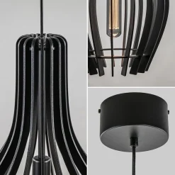 Straluma Houten hanglamp kegel groot mat zwart></noscript> Eetkamerverlichting|Hanglampen