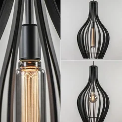 Straluma Houten hanglamp kegel groot mat zwart></noscript> Eetkamerverlichting|Hanglampen