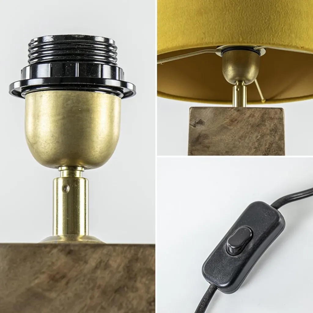 Straluma Houten lampvoet Cumani met bronzen fitting> Tafellampen|Lampenvoeten