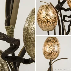 Straluma Houten vloerlamp met kelk van schelpen><noscript><img width=