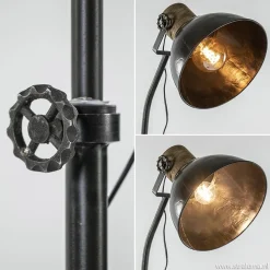 Straluma Industrieel landelijke vloerlamp Jody zink met hout><noscript><img width=