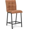 Straluma Industriële barkruk met cognac lederen zitting> Barkrukken