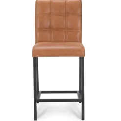 Straluma Industriële barkruk met cognac lederen zitting> Barkrukken