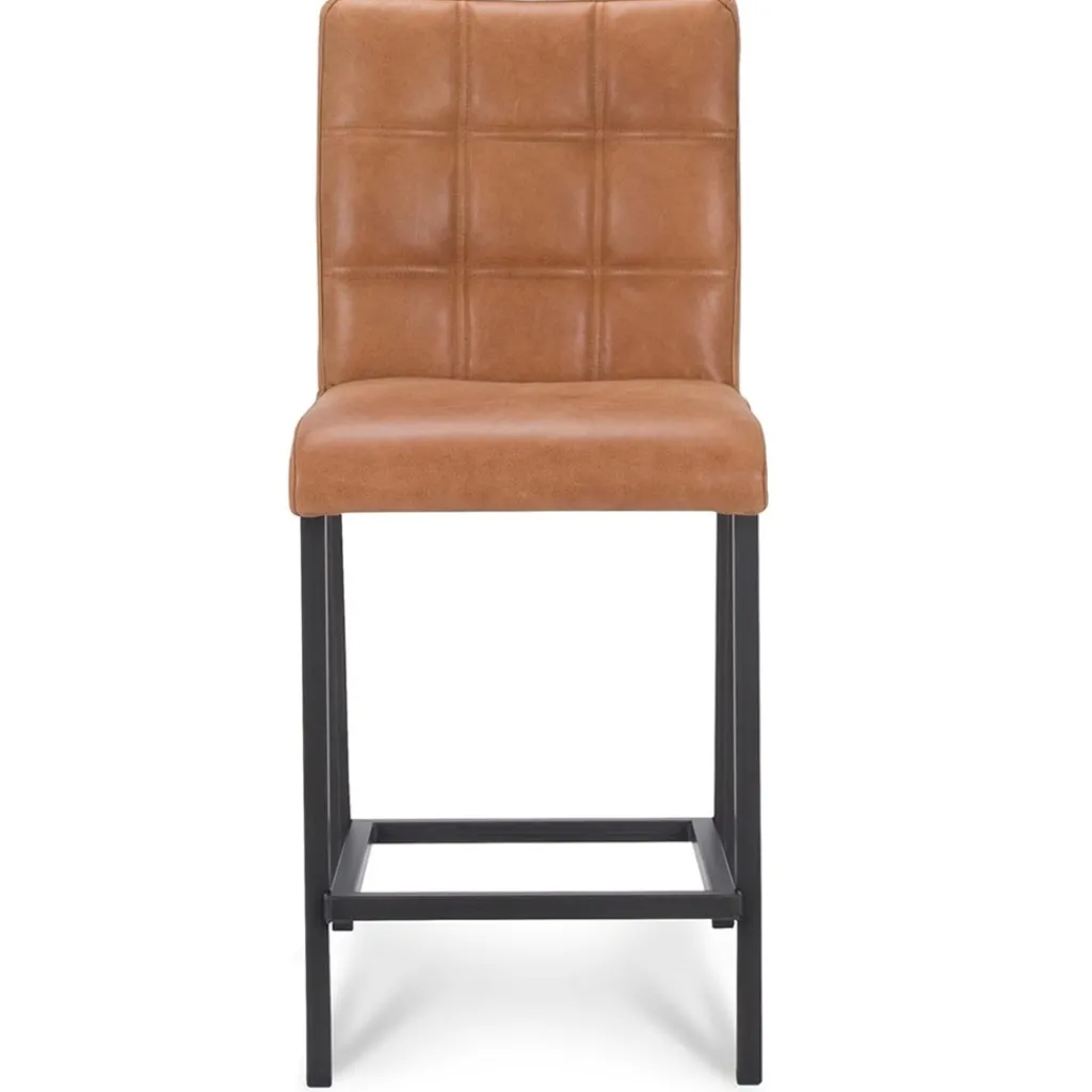 Straluma Industriële barkruk met cognac lederen zitting> Barkrukken