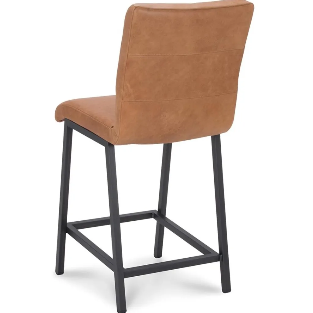 Straluma Industriële barkruk met cognac lederen zitting> Barkrukken