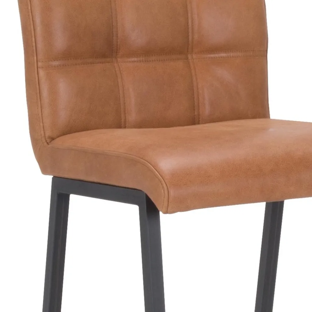 Straluma Industriële barkruk met cognac lederen zitting> Barkrukken