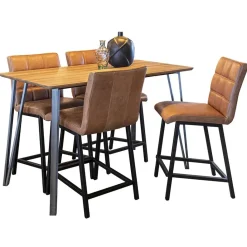 Straluma Industriële barkruk met cognac lederen zitting><noscript><img width=