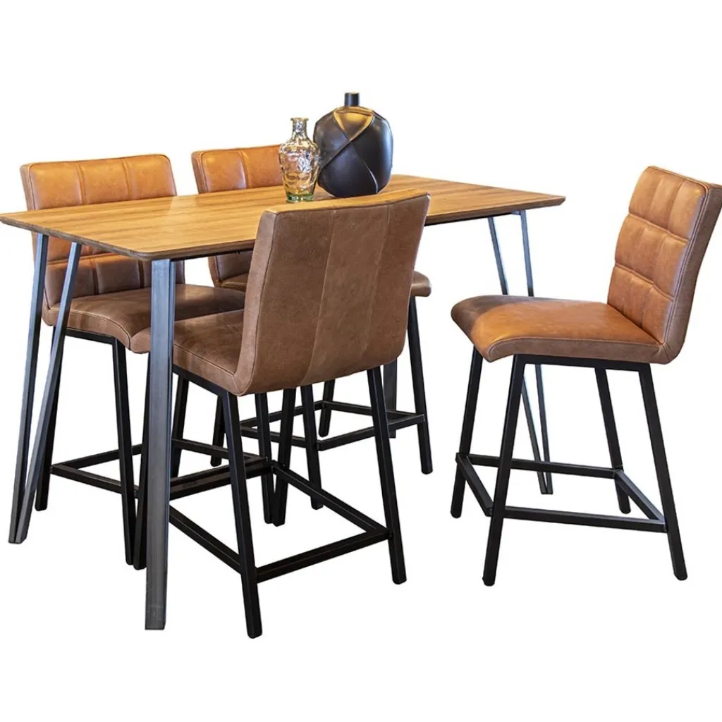 Straluma Industriële barkruk met cognac lederen zitting> Barkrukken