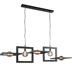 Straluma Industriële hanglamp mat zwart metalen frame> Eettafellampen|Keukenverlichting