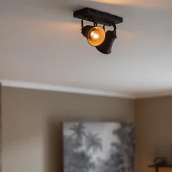Straluma Industriële 2-lichts plafondspot mat zwart></noscript> Opbouwspots|Woonkamerlampen